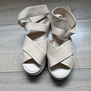 FRANCO SARTO Brock Beige Platform Sandals Size 10M